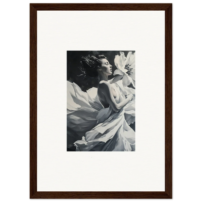 Black and white image of a person in flowing fabric for Blush Reverie wall art decor