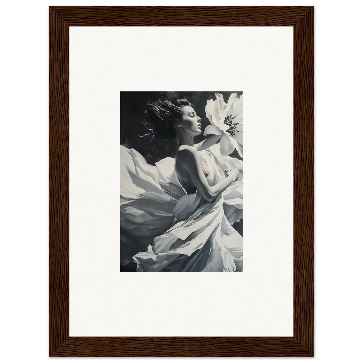 Framed black and white photograph for elegant room decor featuring Blush Reverie design