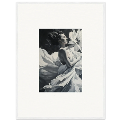 Black and white image of a person in white fabric, perfect for Blush Reverie wall art