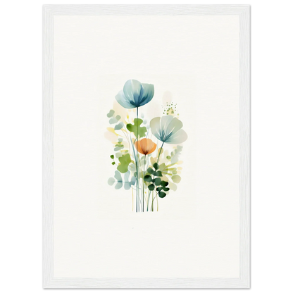 Delicate watercolor wildflowers in blue and orange for a stunning Bloom Reverie canvas print