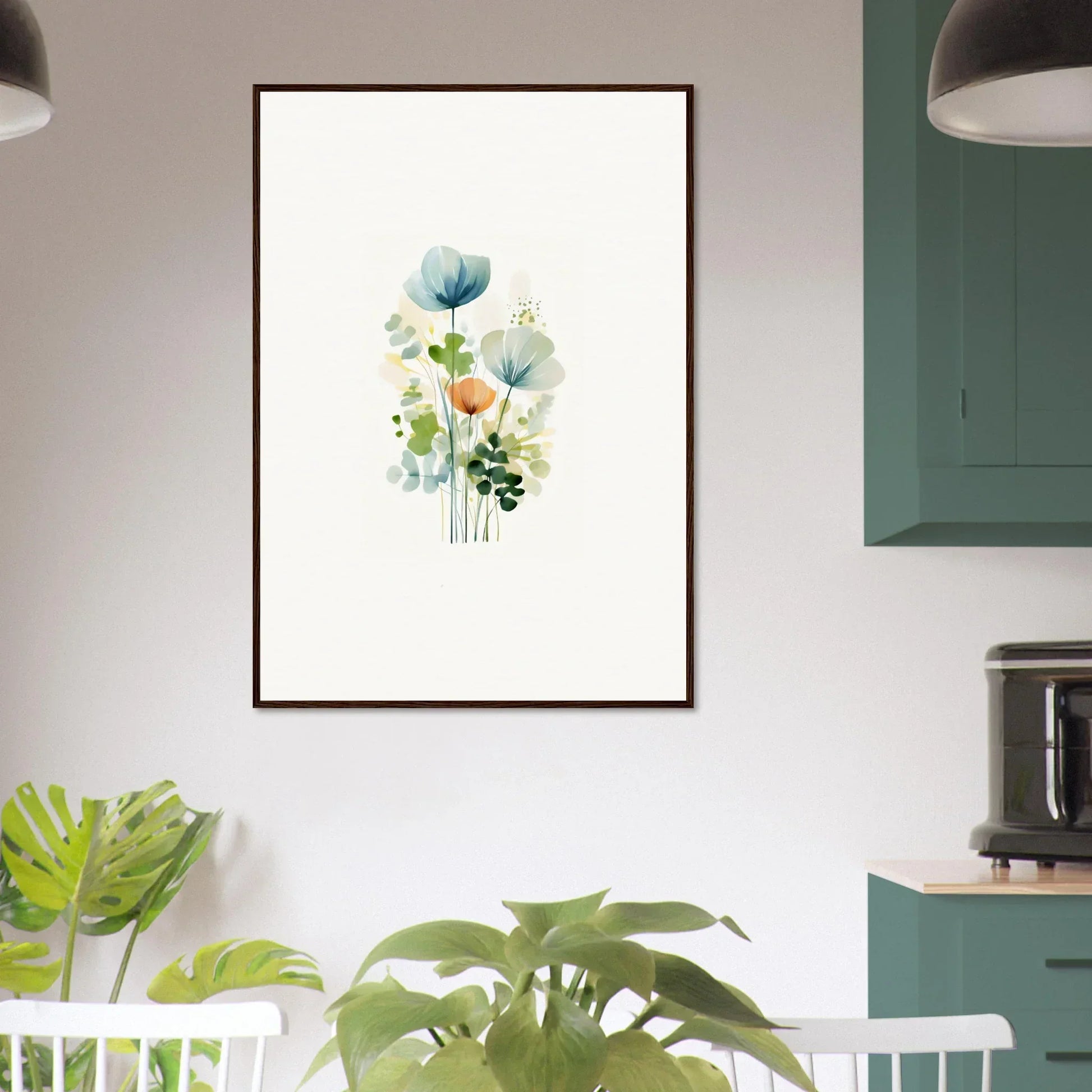 Framed watercolor of pastel blooms perfect for your Ethereal Bloom Reverie room decoration