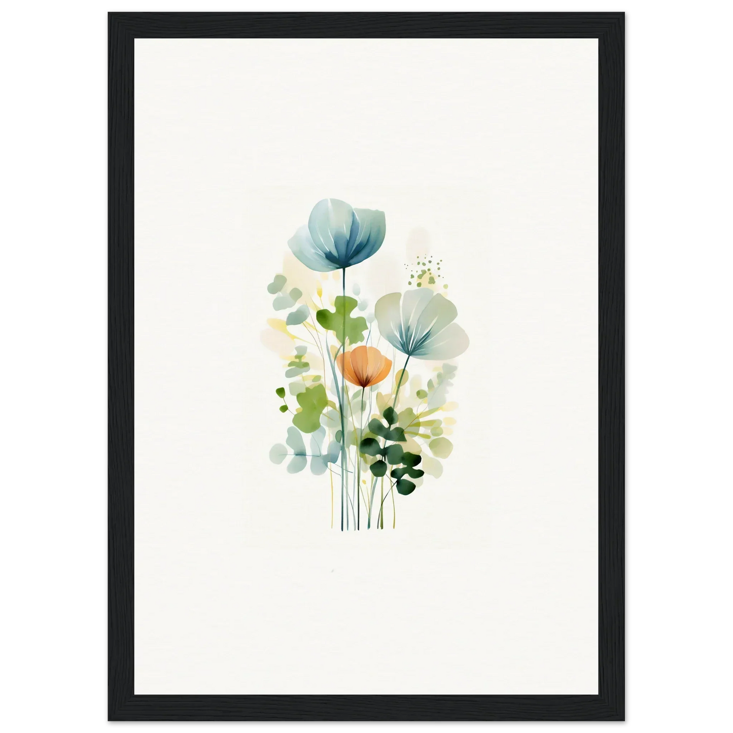 Delicate watercolor pastel wildflowers canvas print for dreamy room decoration