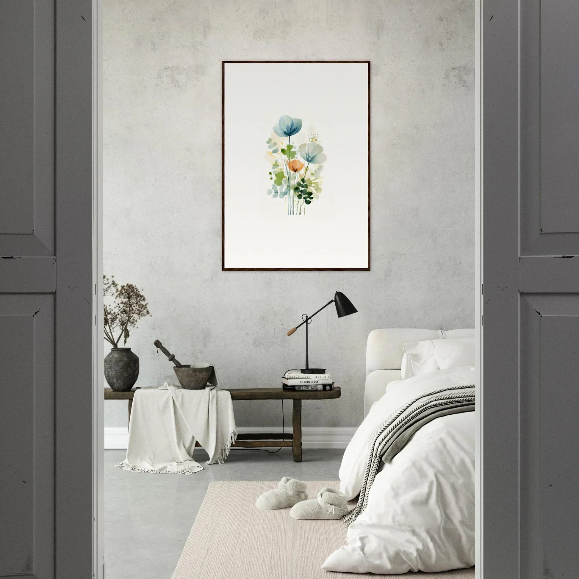 Framed watercolor painting of a floral bouquet for your bloom reverie room decoration