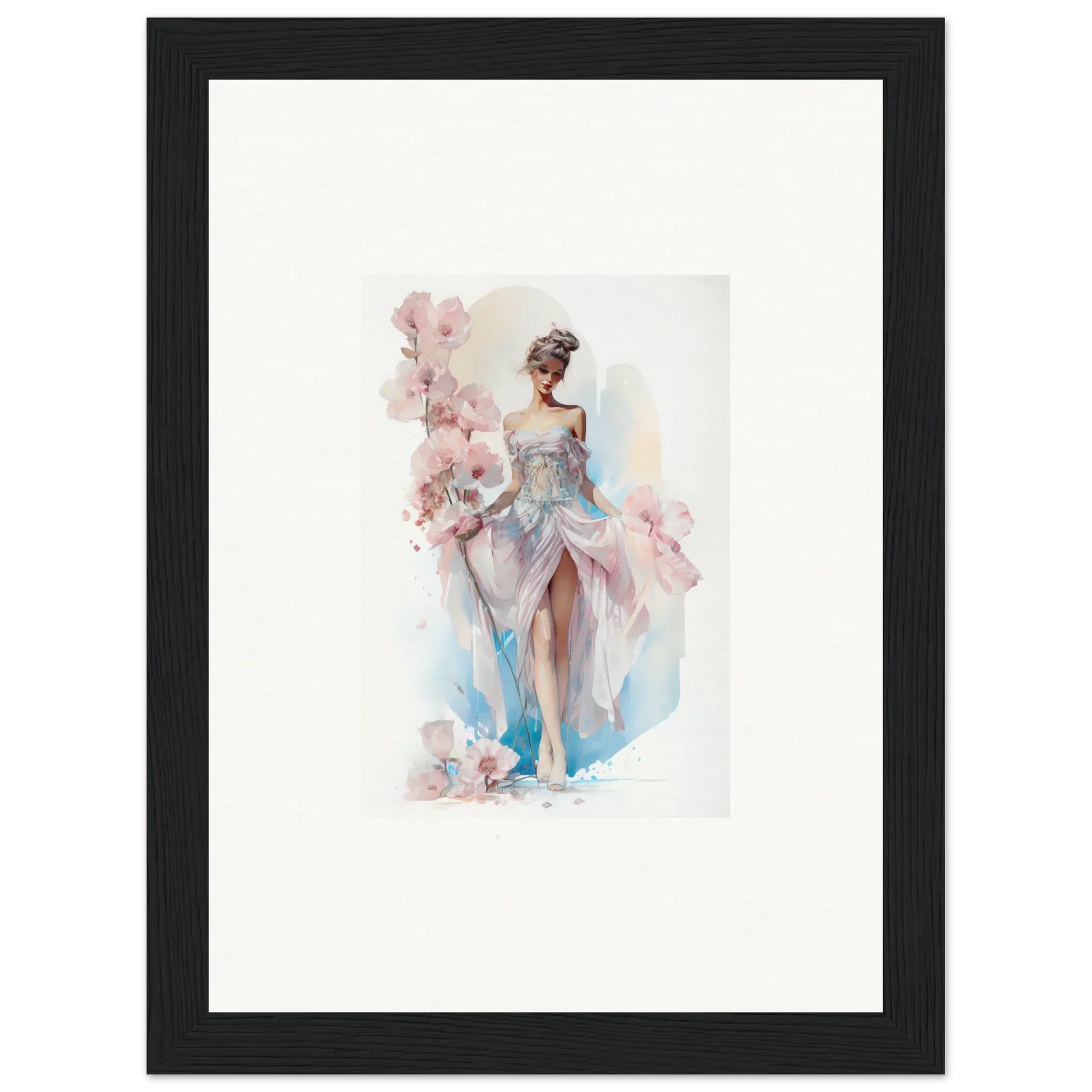 Watercolor painting of a graceful woman, perfect for Bloomlight Gleam room decor