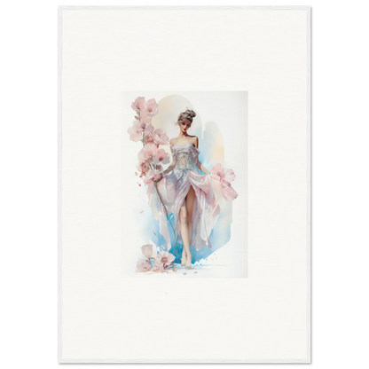 Watercolor ballerina painting in pink and blue for Bloomlight Gleam room decor