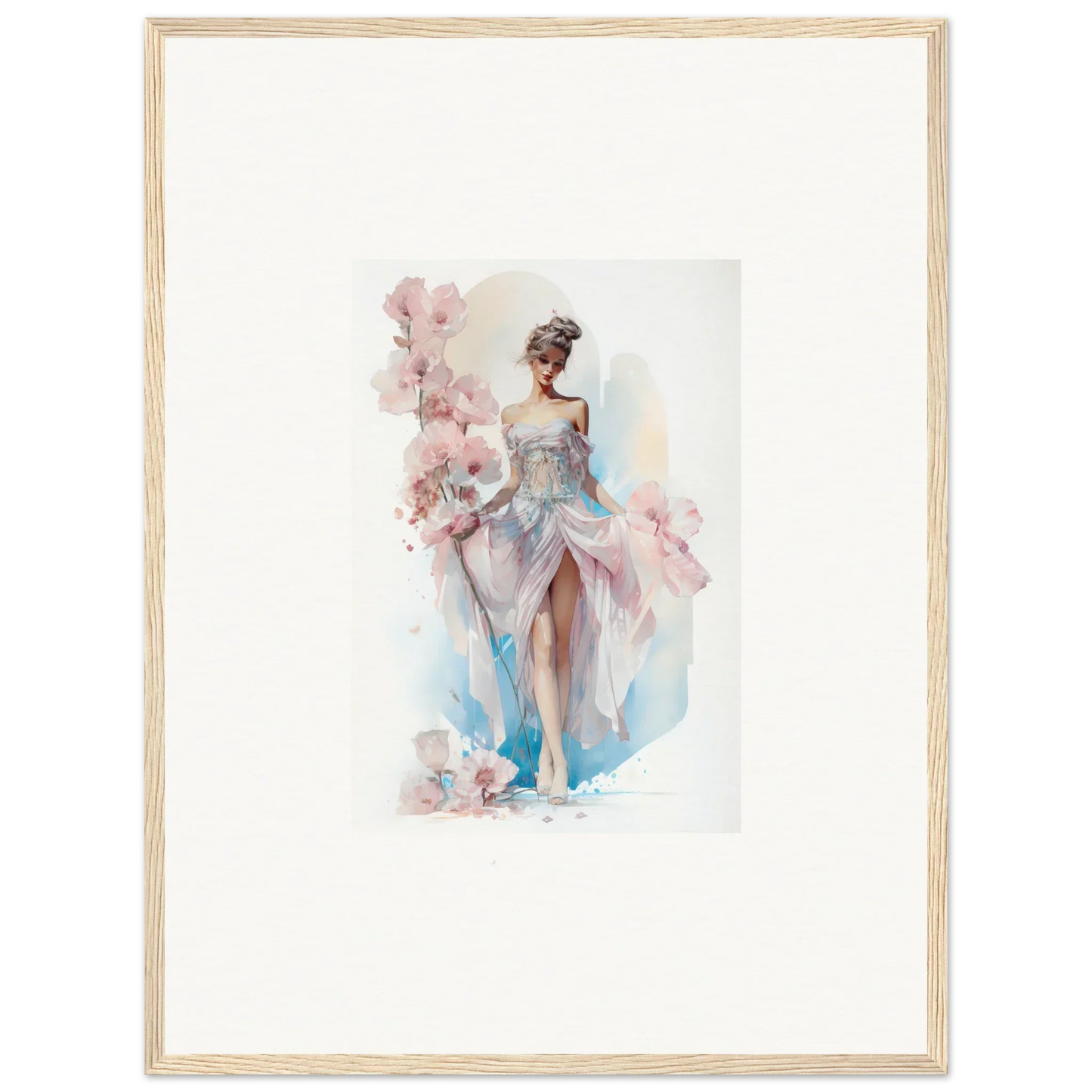 Watercolor Ballerina in Soft Pink and Blue, Perfect for Bloomlight Gleam Room Decor