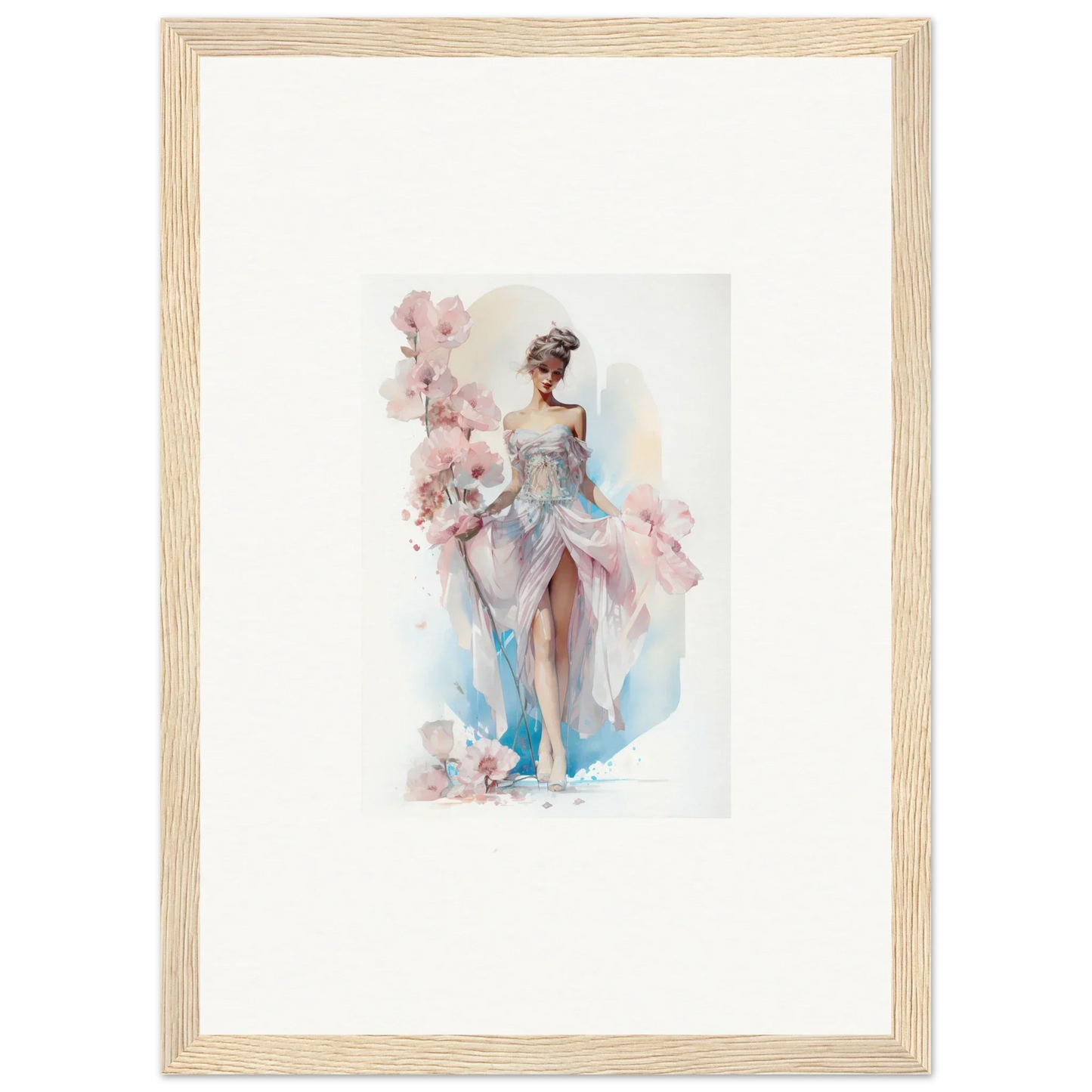 Framed wall art of a graceful figure, enhancing room decor with Bloomlight Gleam