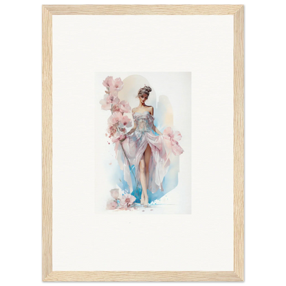 Framed wall art of a graceful figure, enhancing room decor with Bloomlight Gleam