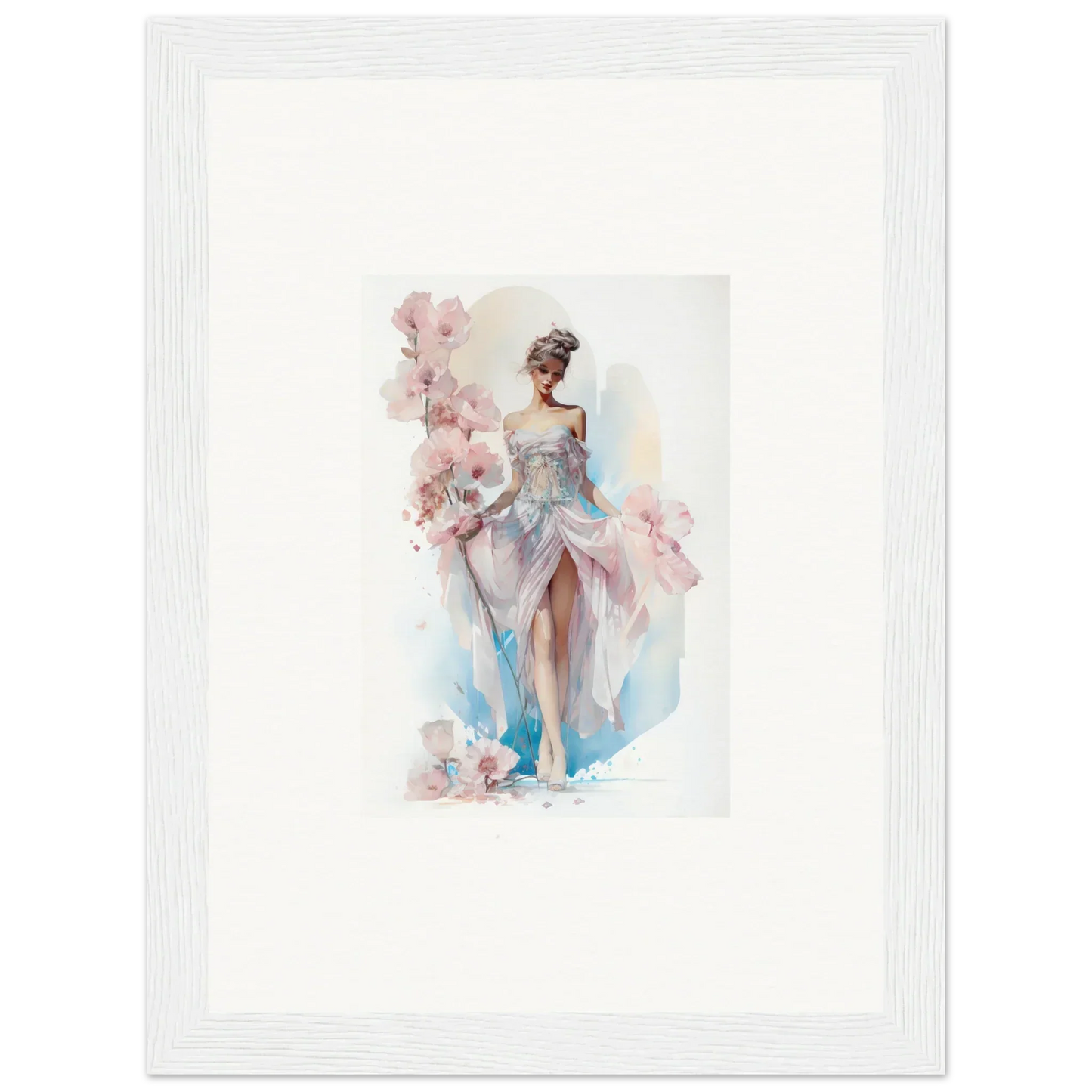 Watercolor painting of a graceful ballerina for Bloomlight Gleam framed wall art