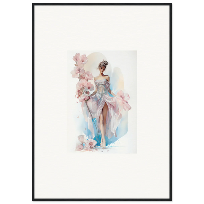 Watercolor painting of a ballerina in pink and blue dress for Bloomlight Gleam room decor