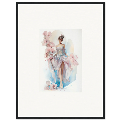 Watercolor painting of a ballerina in a flowing dress for Bloomlight Gleam room decor