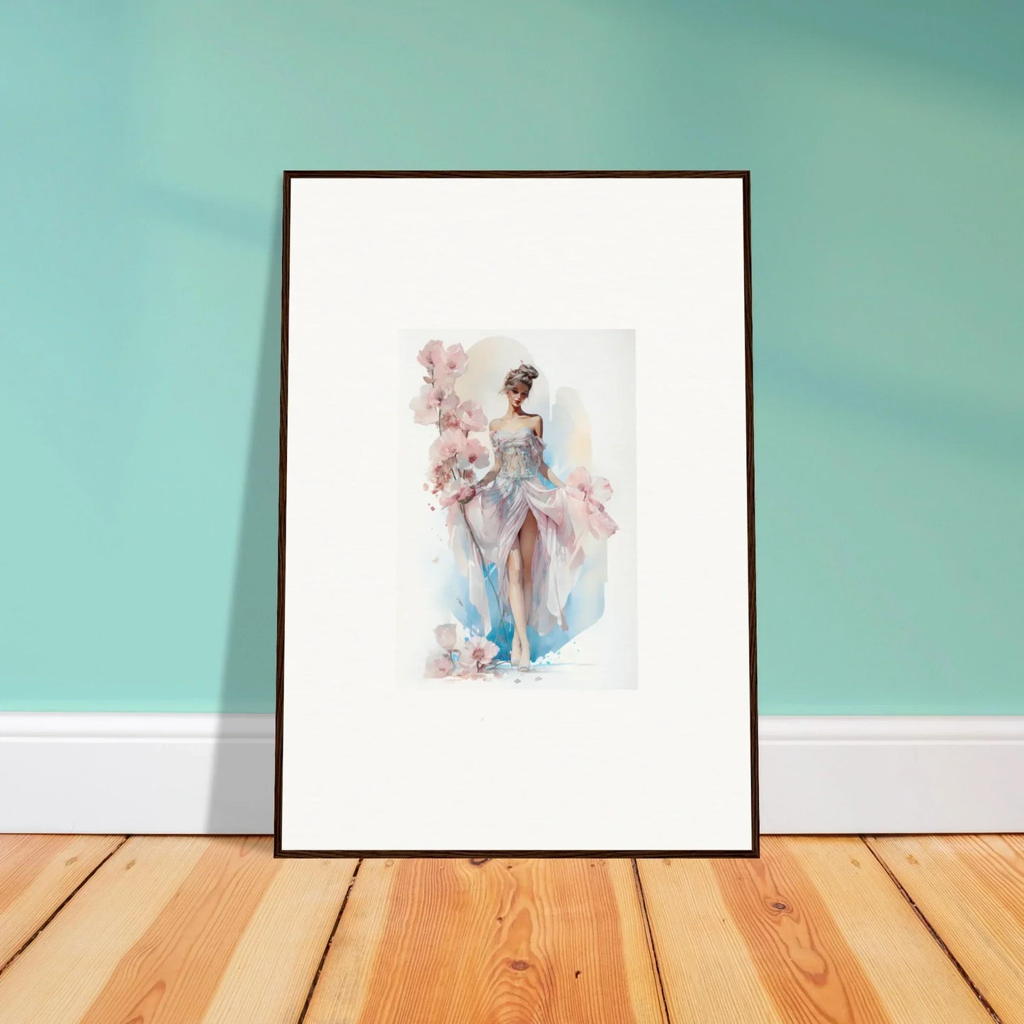 Framed wall art of a ballerina in a graceful pose, perfect for bloomlight gleam room decor