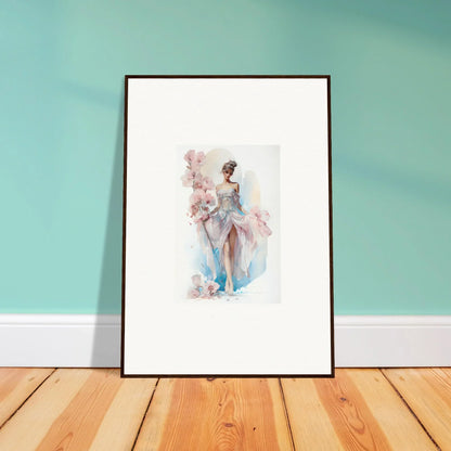 Framed wall art of a ballerina in a graceful pose, perfect for bloomlight gleam room decor