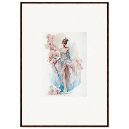 Watercolor painting of a ballerina in a flowing dress for bloomlight gleam room decor