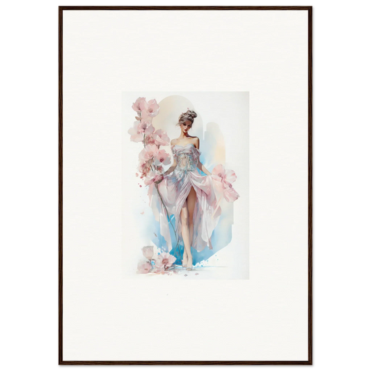 Watercolor painting of a ballerina in a flowing dress for bloomlight gleam room decor