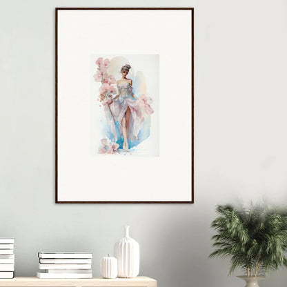 Framed watercolor painting of an elegant figure for beautiful bloomlight gleam room decor