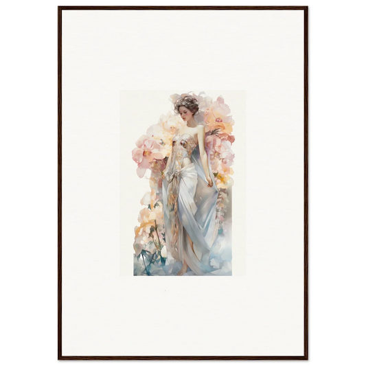 Watercolor canvas print of an ethereal woman in a dress for Blossom Odyssey room decoration