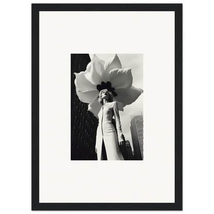 Person in a huge flower hat, perfect for a blossom persona or room decoration canvas print