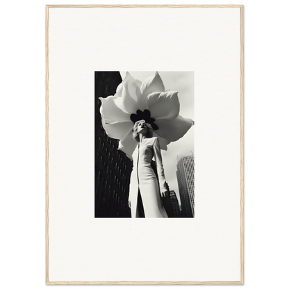 Woman rocking a huge flower-shaped hat from the Ethereal Blossom Persona collection