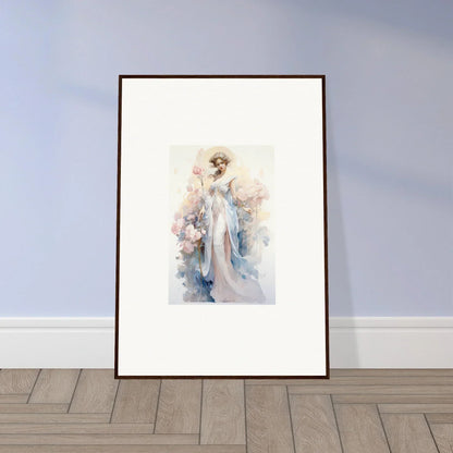 Framed watercolor of an ethereal figure for a dreamy Blossom Serenade room decoration