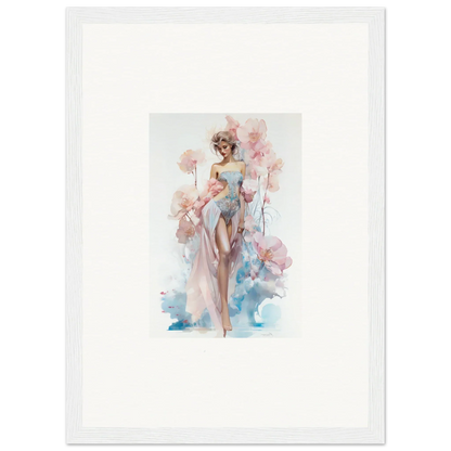 Watercolor painting of a woman in a dress, perfect for blossoming dreams room decoration