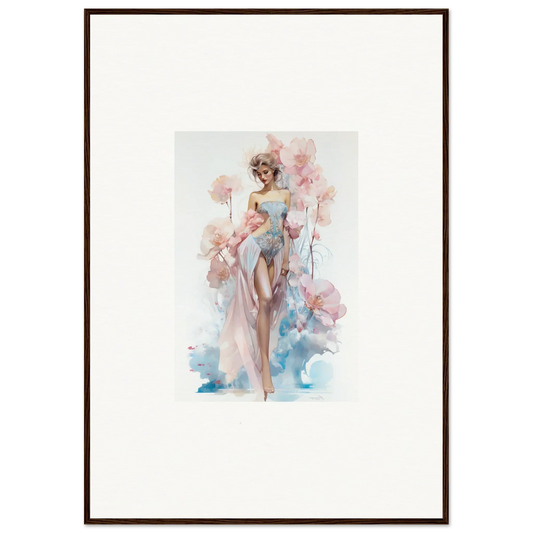 Watercolor painting of a woman in pink dress, perfect for blossoming dreams room decoration