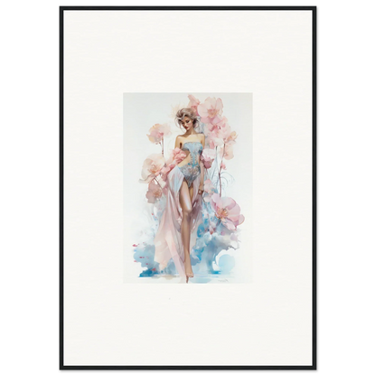 Watercolor painting of a woman in a pink dress, perfect for blossoming dreams room decoration