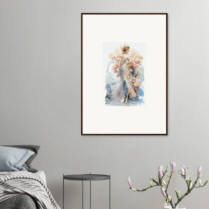 Framed watercolor painting of an ethereal figure, perfect for blush mirage room decor