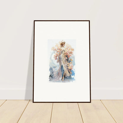 Framed watercolor painting of a ballet dancer for blush mirage room decor