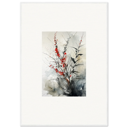 Delicate watercolor painting of red blossoms for a stunning botanical orchestra canvas print