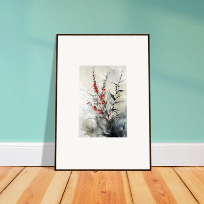 Framed watercolor canvas print of floral branches for your botanical orchestra room decoration