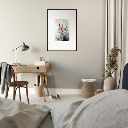 Framed watercolor painting of cherry blossoms, perfect for room decoration and botanical orchestra vibes