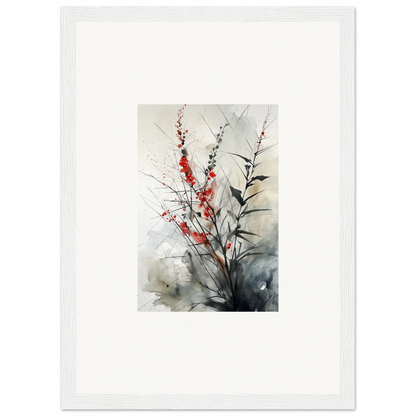 Framed watercolor of red flowers perfect for your room decoration or botanical orchestra vibe