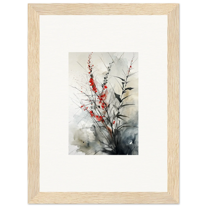 Framed watercolor of red and white flowers for a dreamy botanical orchestra room decoration