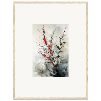 Framed watercolor painting of red flowers for a stunning botanical orchestra room decoration