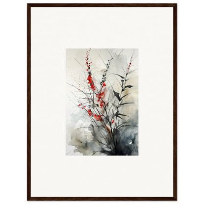 Framed watercolor of red flowers in Ethereal Botanical Orchestra canvas print for room decoration