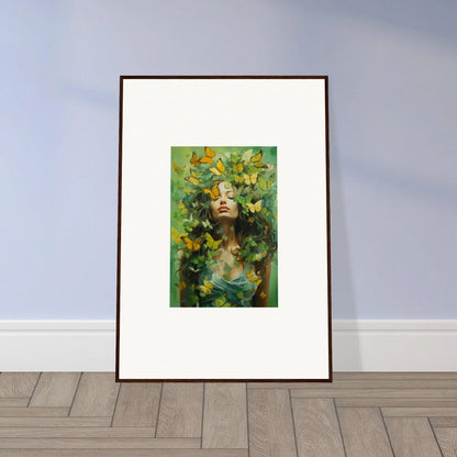 Framed canvas print of Ethereal Chrysalis Ecstasy with lush green and yellow foliage