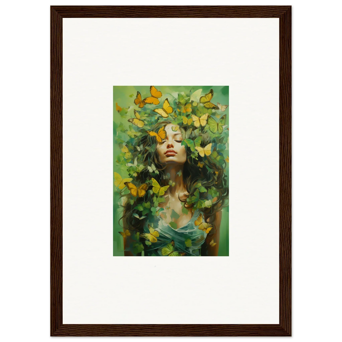 Framed Canvas Print of Ethereal Chrysalis Ecstasy with Foliage and Butterflies for Room Decoration