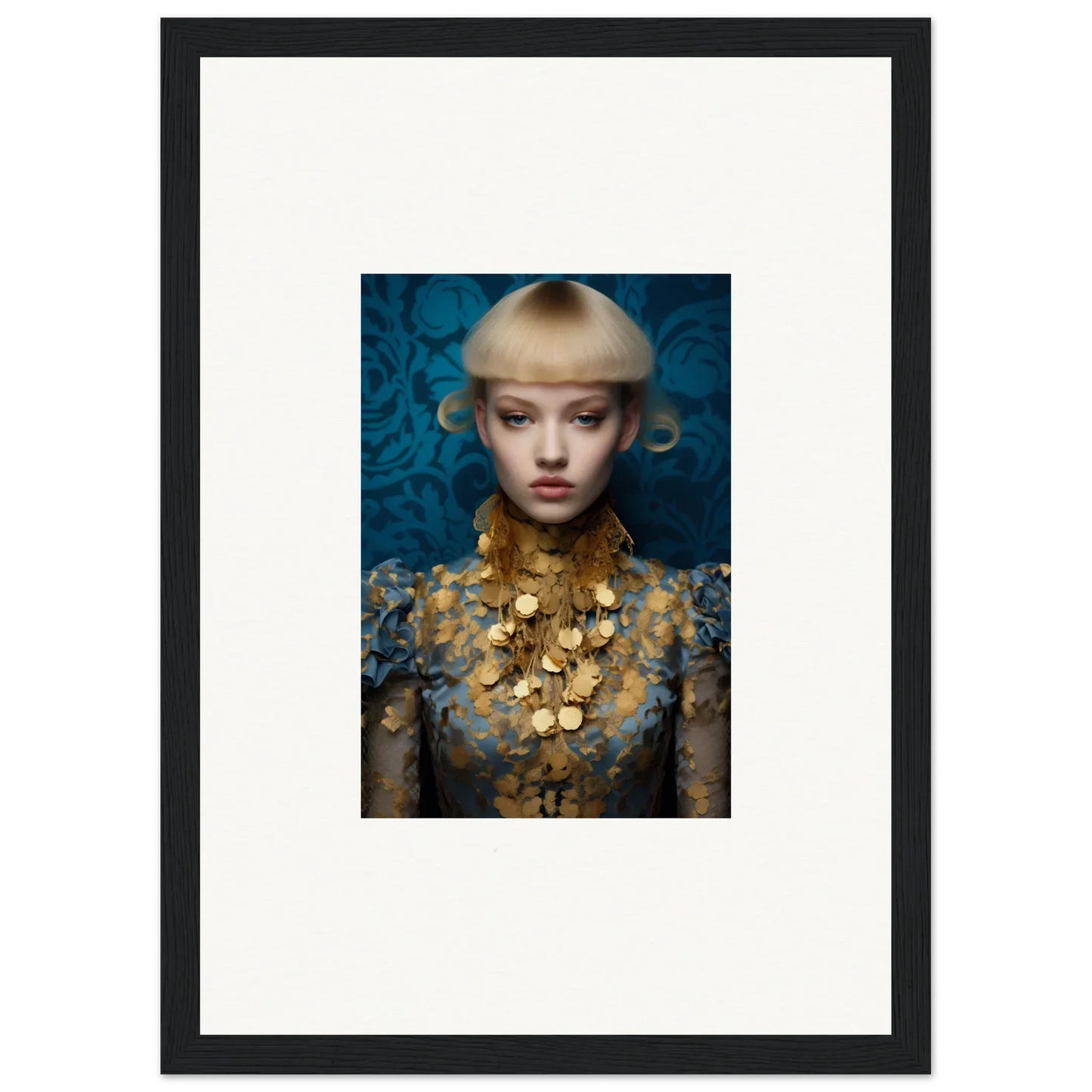 Portrait of a woman with blonde hair and gold necklace for Ethereal Delicate Blossom wall art