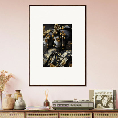 Framed canvas print of a person in ornate headpieces for dreamy room decoration