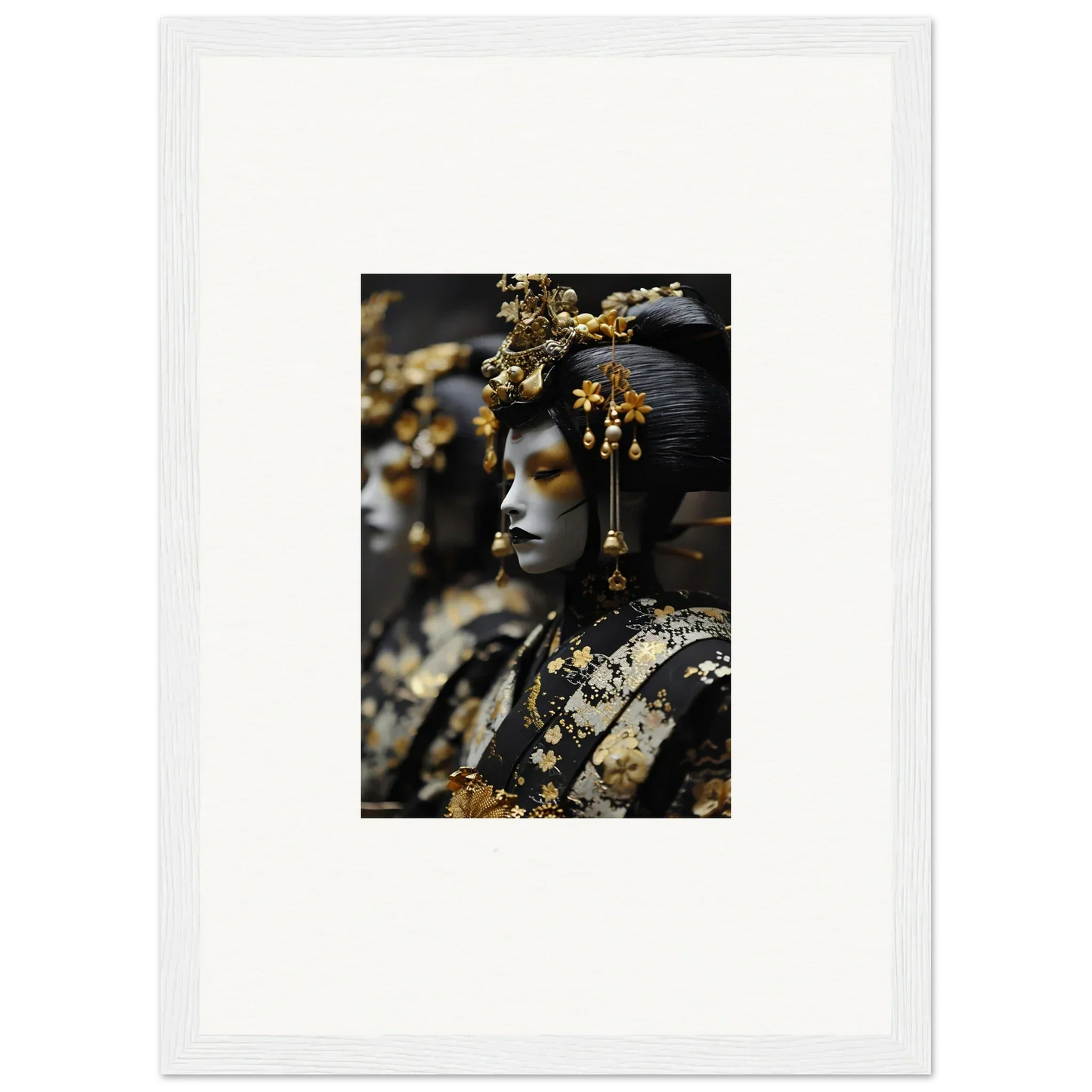 Ornate sculpture with golden headdress for dreamy room decoration canvas print