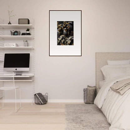 Framed canvas print of a person with floral elements and dramatic lighting for dream whispers room decoration