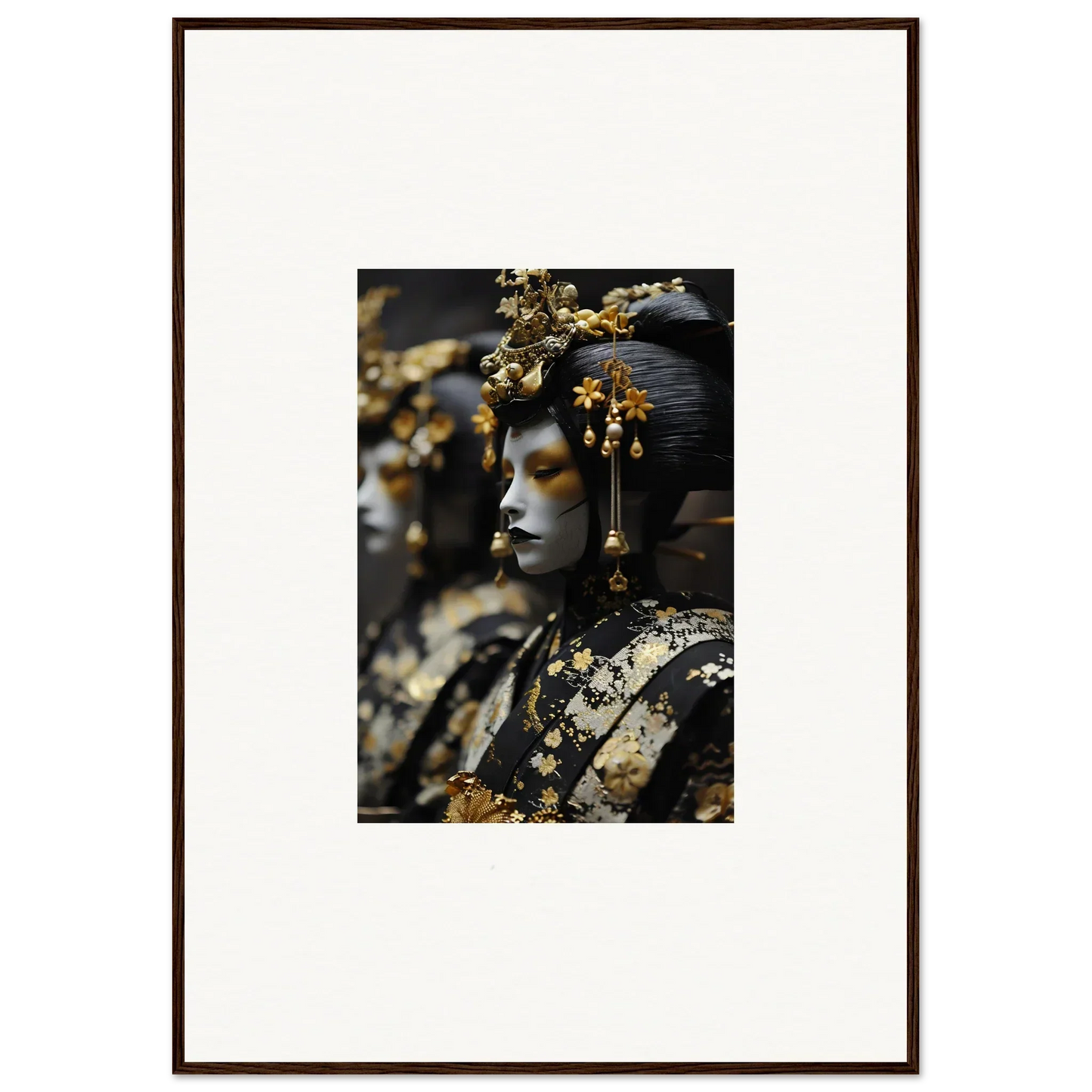 Ornate sculpture with golden headdress perfect for dream whispers room decoration