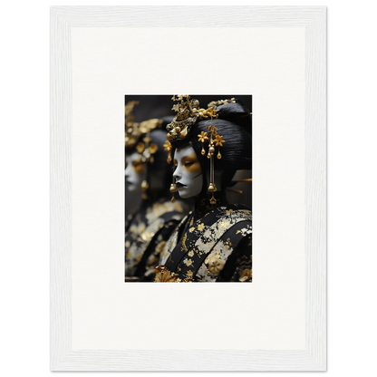 Ornate sculpture with golden headdress, perfect for dream whispers room decoration canvas print