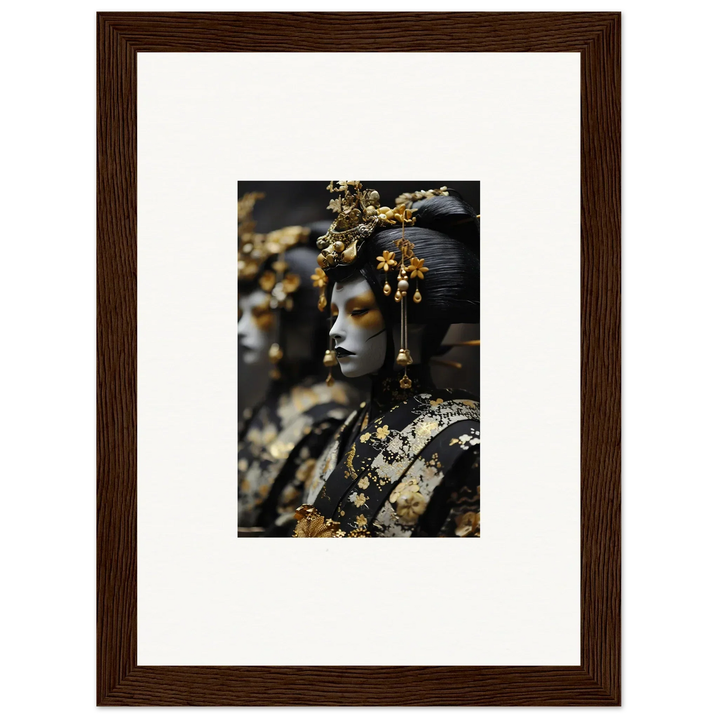 Ornate sculpture with golden decor and intricate headdress, perfect for dream whispers room decoration