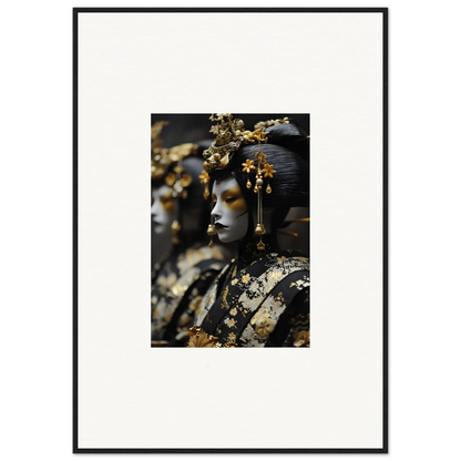 Ornate sculpture with golden headdress, perfect for dream whispers room decoration canvas print