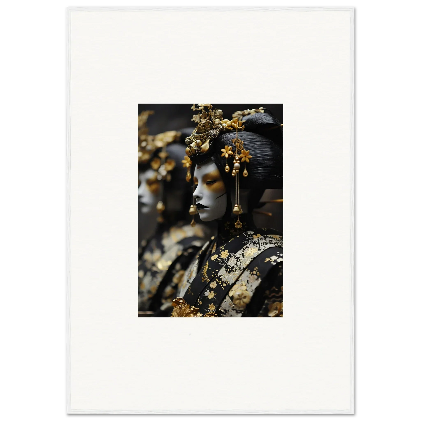 Ornate sculpture with golden headdress perfect for dream whispers room decoration canvas print