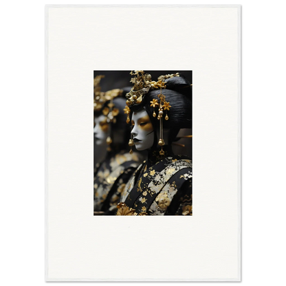 Ornate sculpture with golden headdress perfect for dream whispers room decoration canvas print