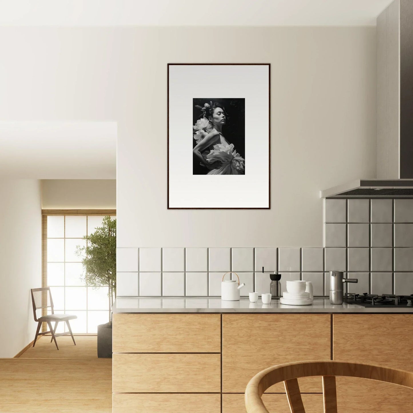 Framed black and white kitchen photo perfect for dreams blossoming room decoration