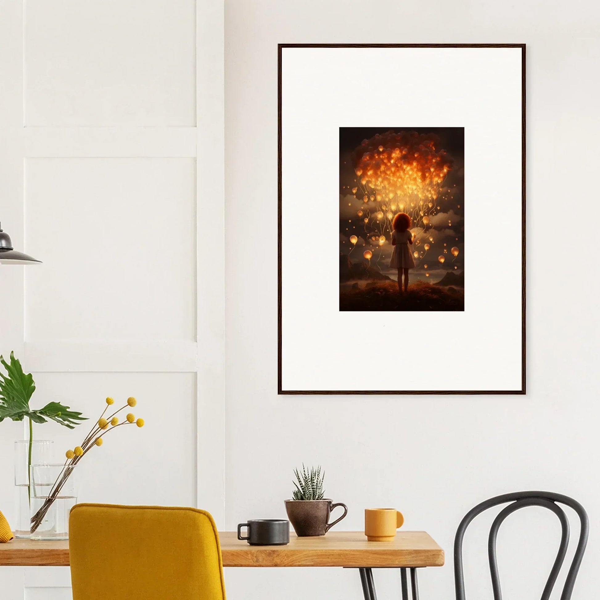 Silhouetted figure in fiery autumn: Ethereal Dreams premium framed wall art